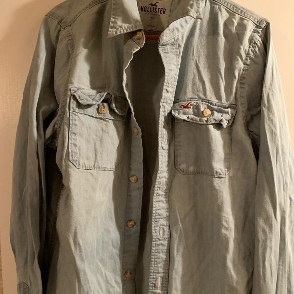 Hollister light denim button up size L